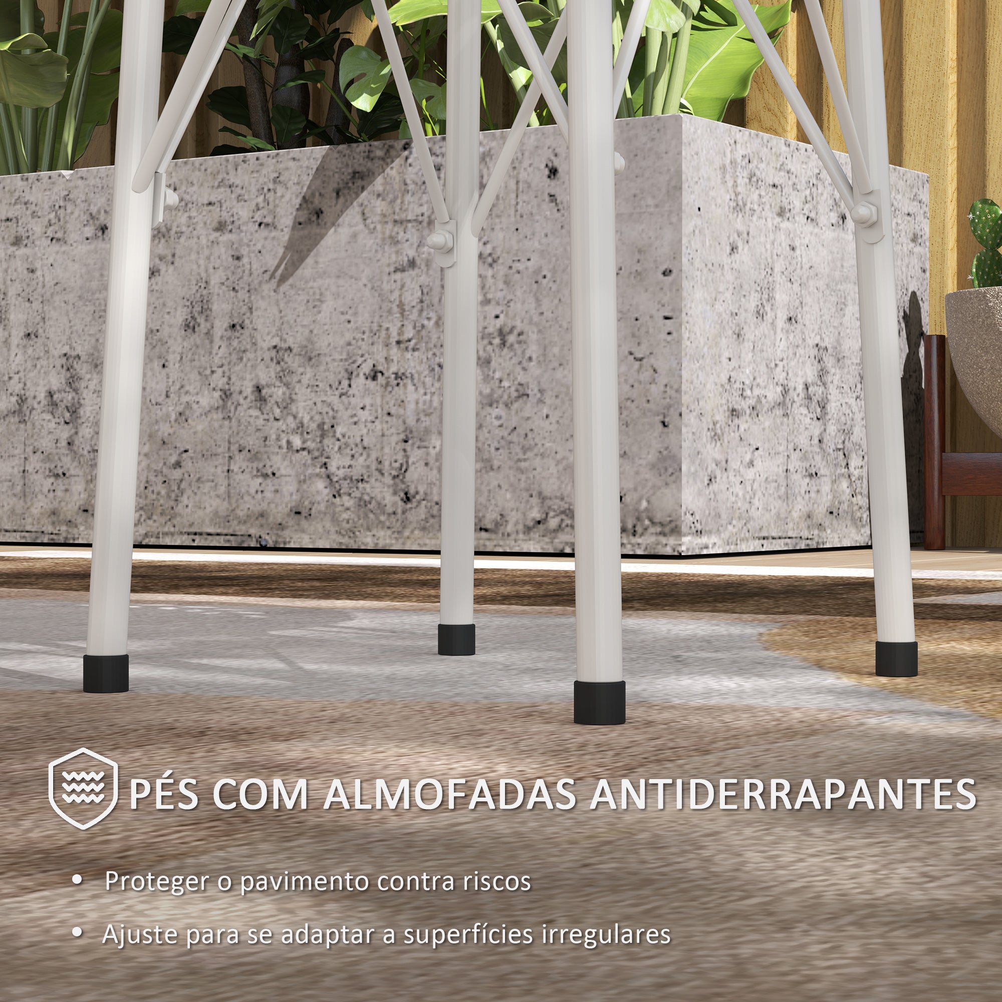 Mesa de Jardim Redonda Branca Ø40x50 cm com Pés Ajustáveis