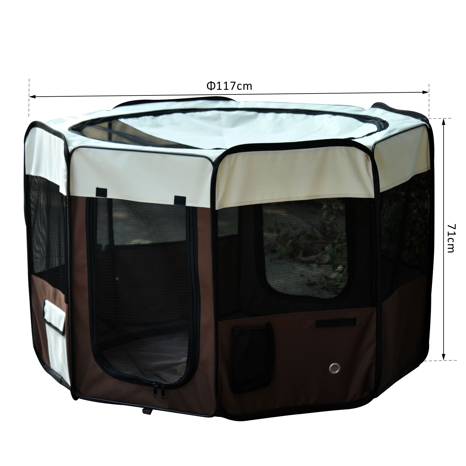 Parque Dobrável para Animais de Estimação Ø117x71 cm - Marrom