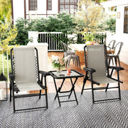 Conjunto de Mesa e Cadeiras de Jardim Creme Branco 61x65x91 cm