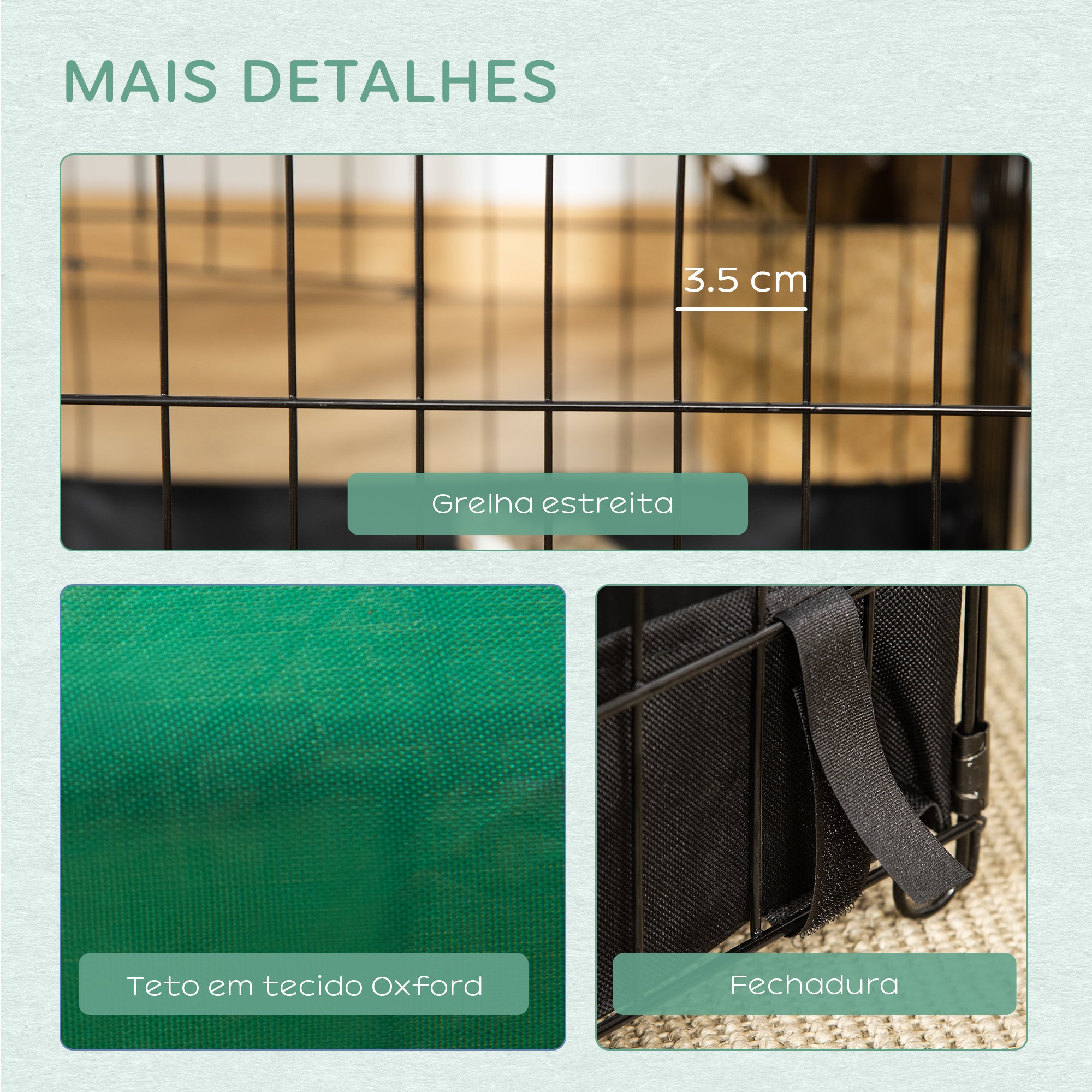 Gaiola para Animais Pequenos – 90x75x75 cm – Preto e Verde – Aço e Tecido Oxford