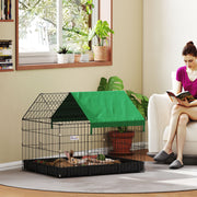 Gaiola para Animais Pequenos – 90x75x75 cm – Preto e Verde – Aço e Tecido Oxford