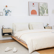 Conjunto de 2 Mesas de Cabeceira Flutuantes com 1 Gaveta e Prateleira Aberta 46x30x30 cm - Preto e Carvalho