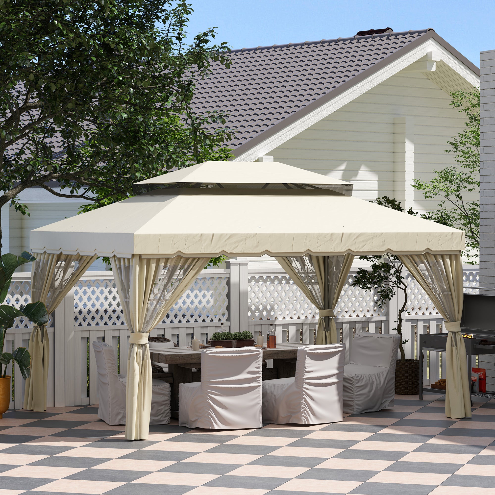 Paredes Laterais para Tenda 352x205 cm Creme Branco