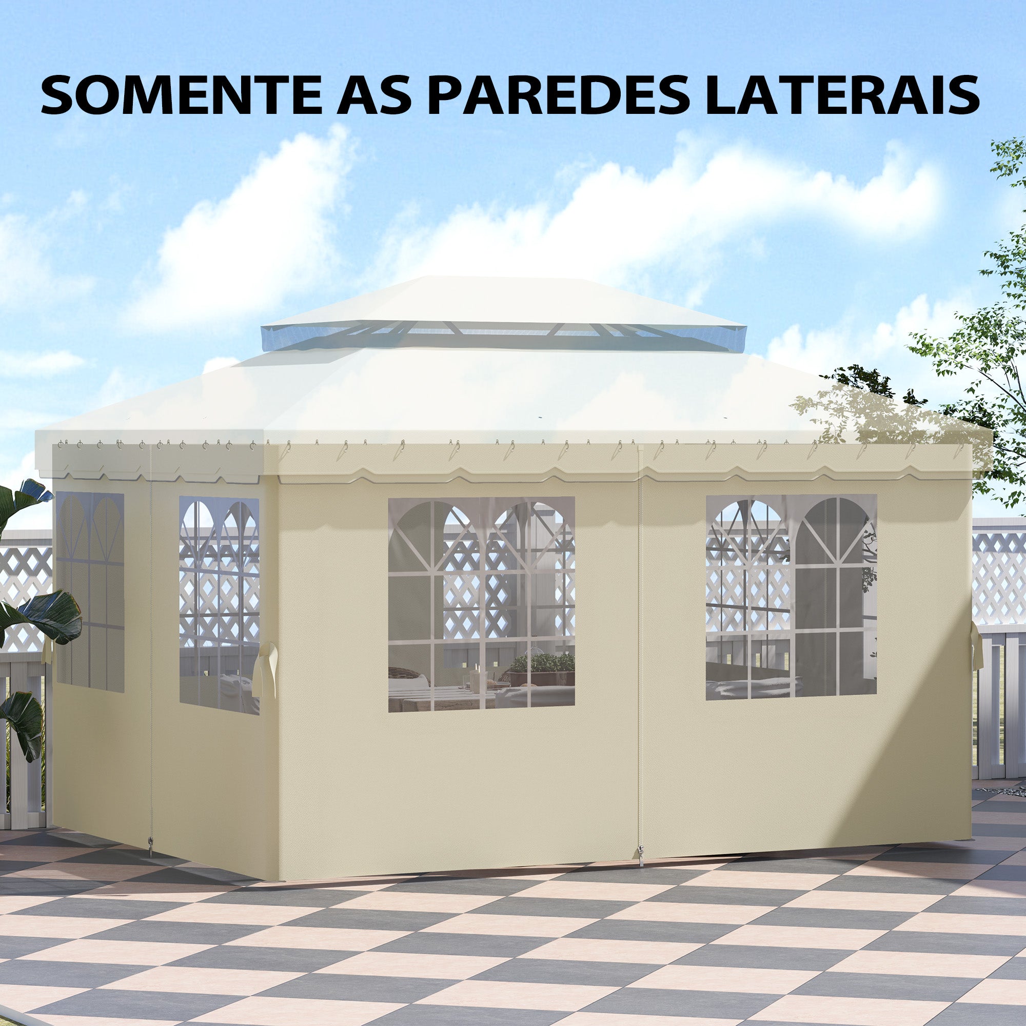Paredes Laterais para Tenda 352x205 cm Creme Branco