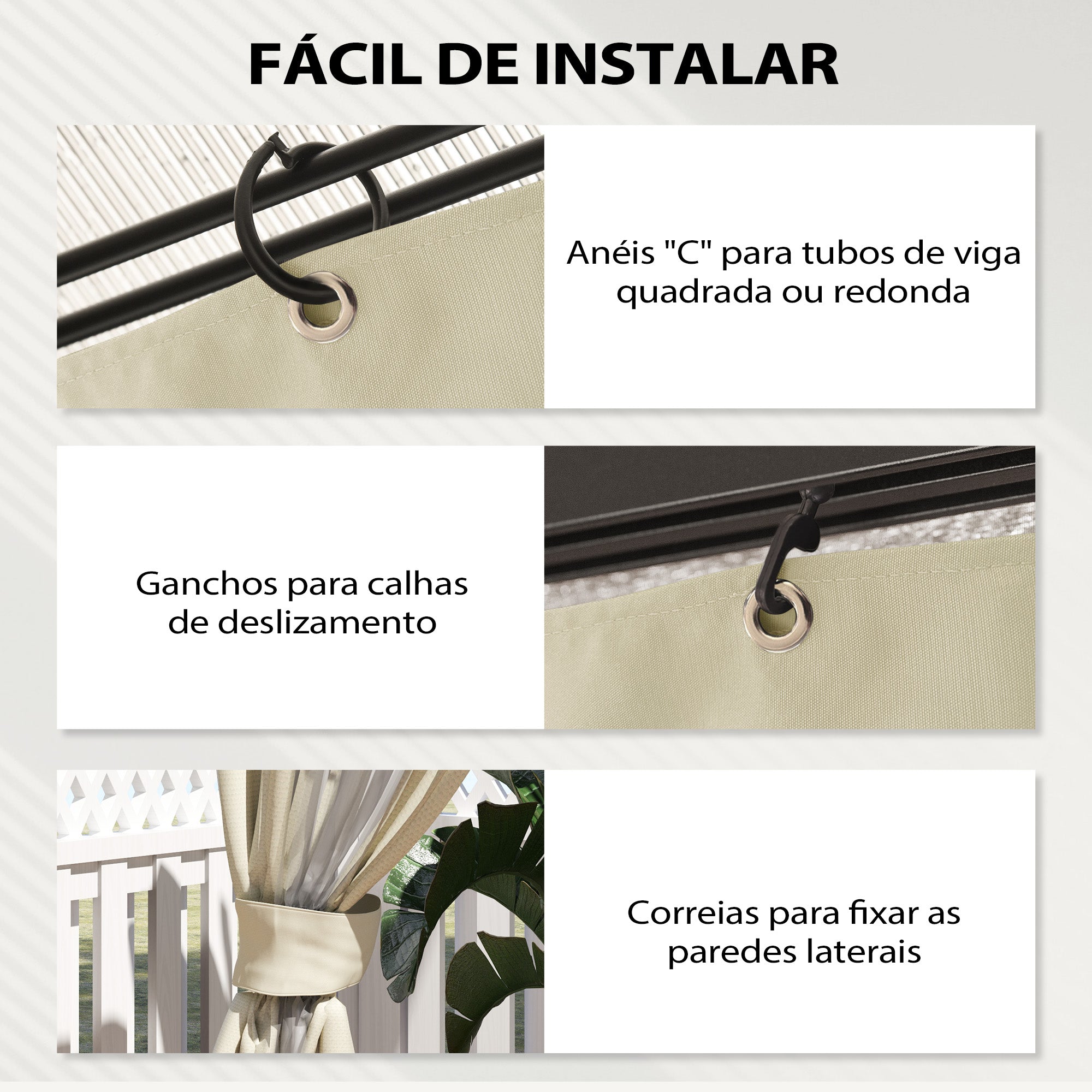Paredes Laterais para Tenda 352x205 cm Creme Branco