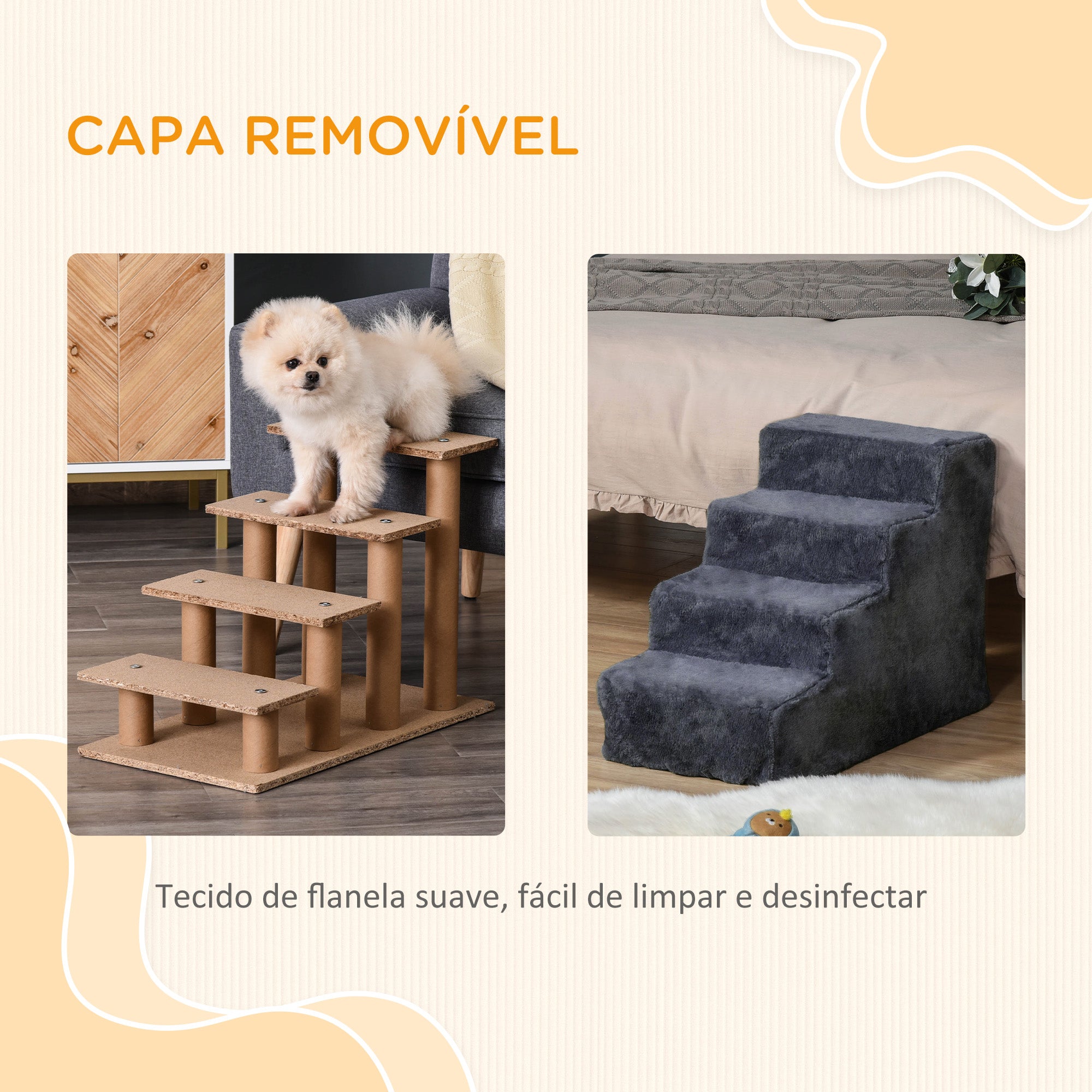 Escada para Animais de Estimação 4 Degraus 60x35x44 cm Cinza Escuro Aglomerado de Madeira