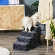 Escada para Animais de Estimação 4 Degraus 60x35x44 cm Cinza Escuro Aglomerado de Madeira