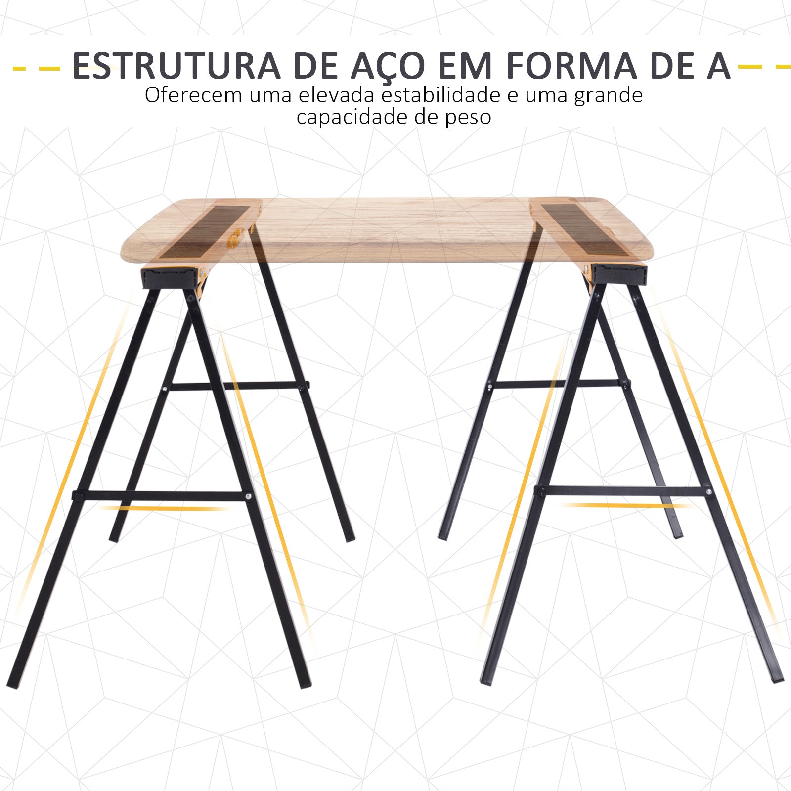 Cavalete de Serra Metálico 99,5x50x76 cm Preto e Amarelo