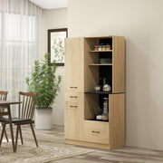 Armário de Cozinha Moderno – 90x40x170 cm – Preto – Melamina de madeira