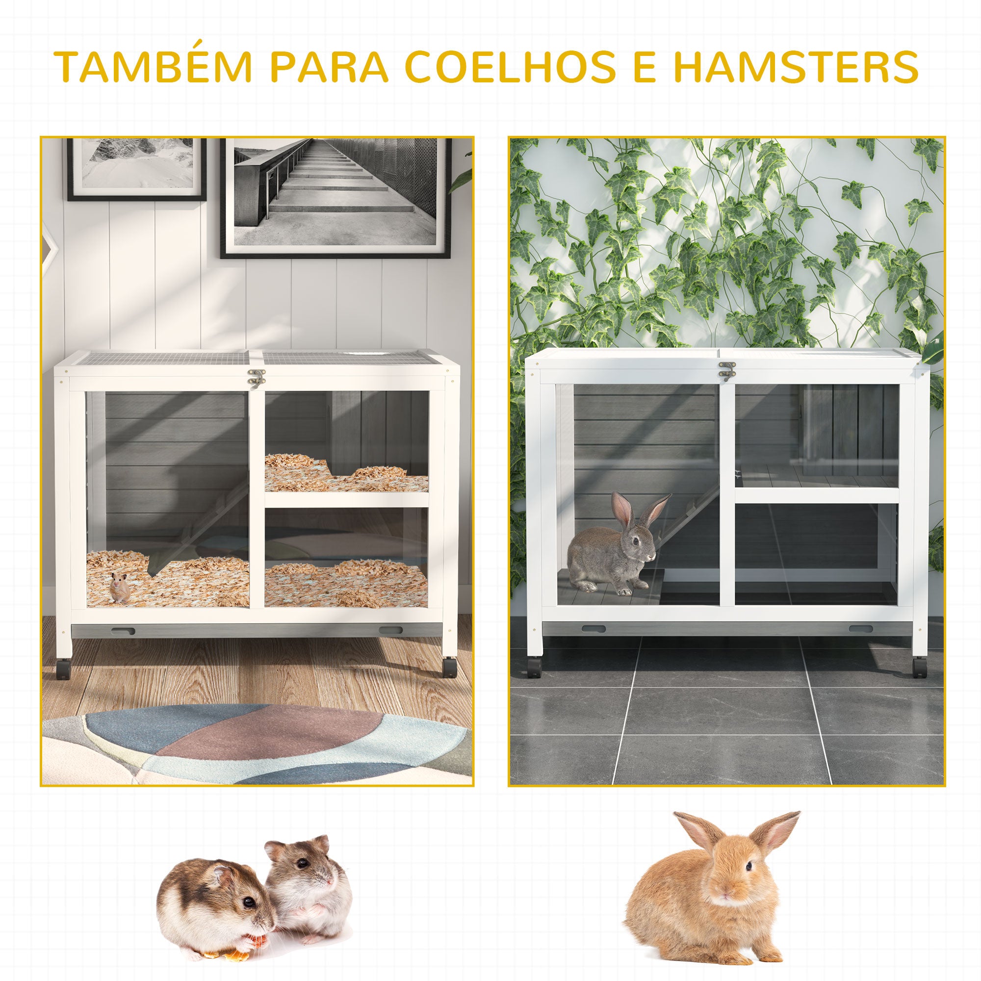 Coelheira de Madeira com Rodas – 91,5x53,5x73cm – Cinzento