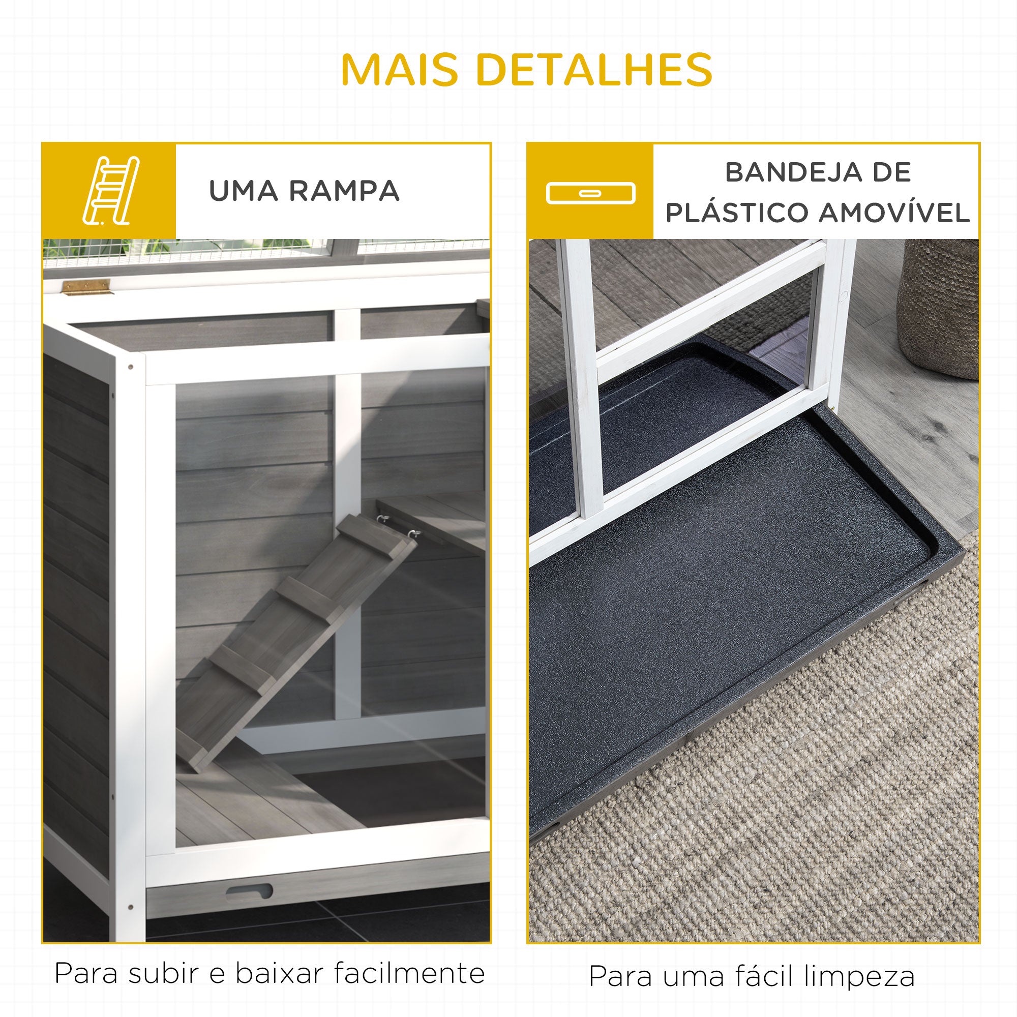Coelheira de Madeira com Rodas – 91,5x53,5x73cm – Cinzento