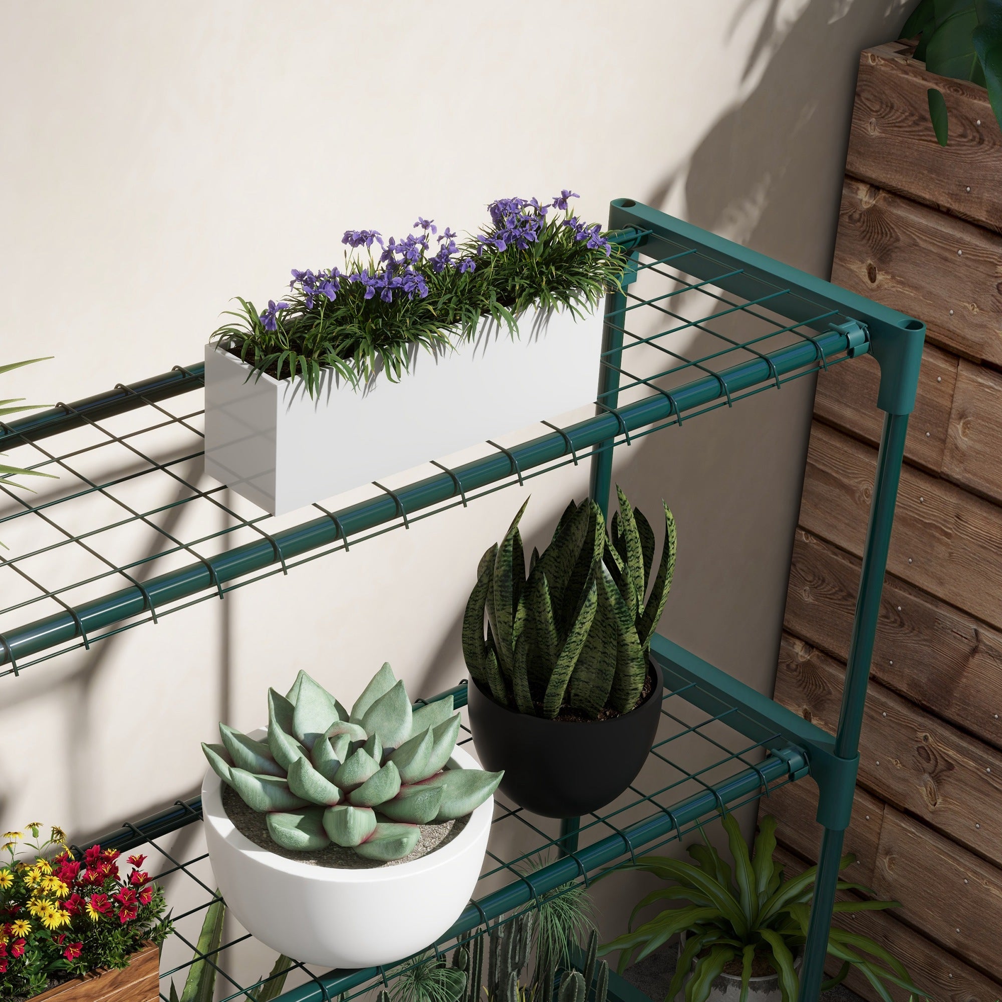 Suporte para Plantas de 4 Níveis 89x28x107 cm Verde Escuro