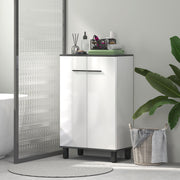 Armário Casa de Banho Móvel Auxiliar 60x34x94 cm Branco e Preto