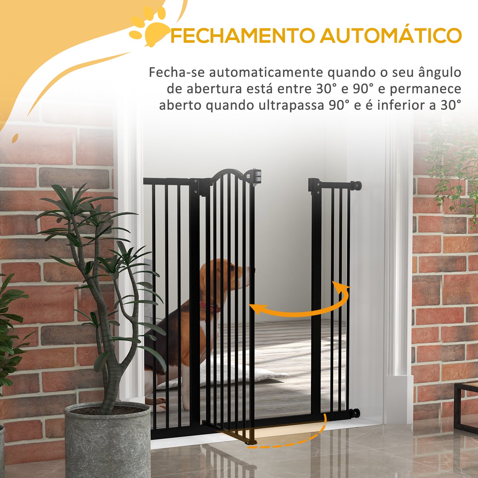 Barreira de Segurança para Cães – 74-100 cm – Preto – Metal e Plástico