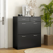 Sapateira Móvel 80x30x91,5 cm Cor Preto - Organize com Estilo