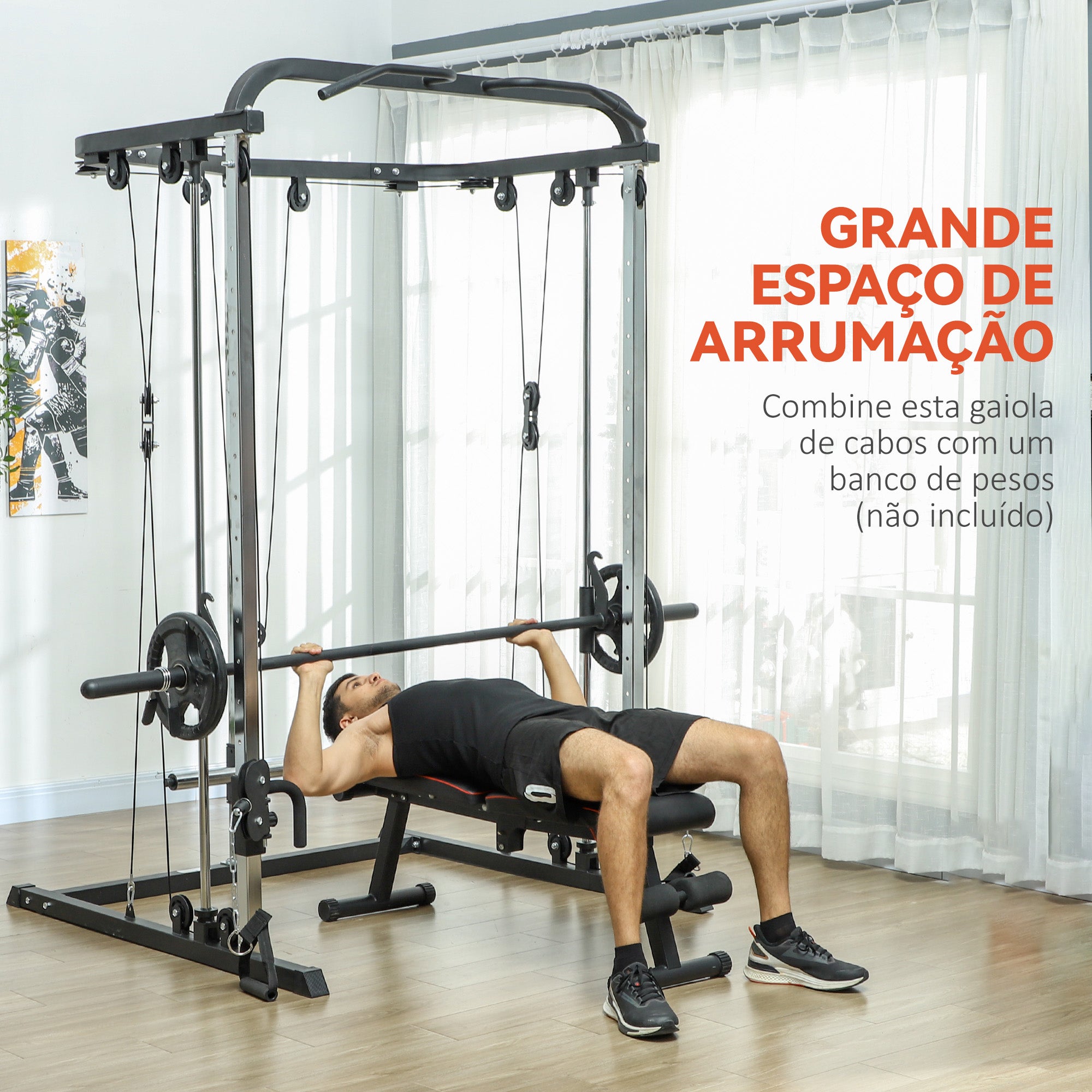 Máquina Multi Estação de Musculação – 210x132x225 cm – Preto – Aço