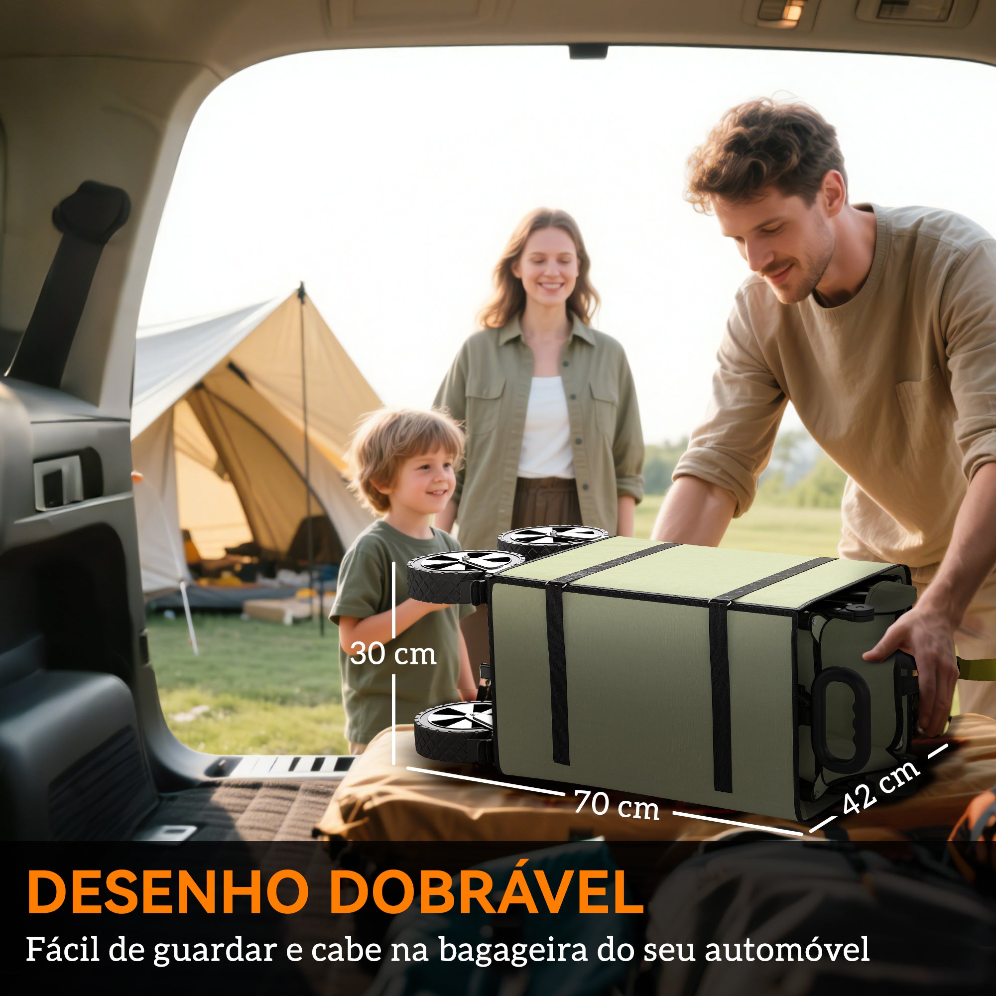 Carrinho de Transporte Dobrável 180 L Cáqui 101x61x70-110 cm