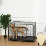 Gaiola Dobrável de Metal com Rodas e Freios 125x76x81 cm - Cinza Escuro