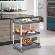 Carrinho Auxiliar de Cozinha com 3 Prateleiras 88x44x93 cm Cinza