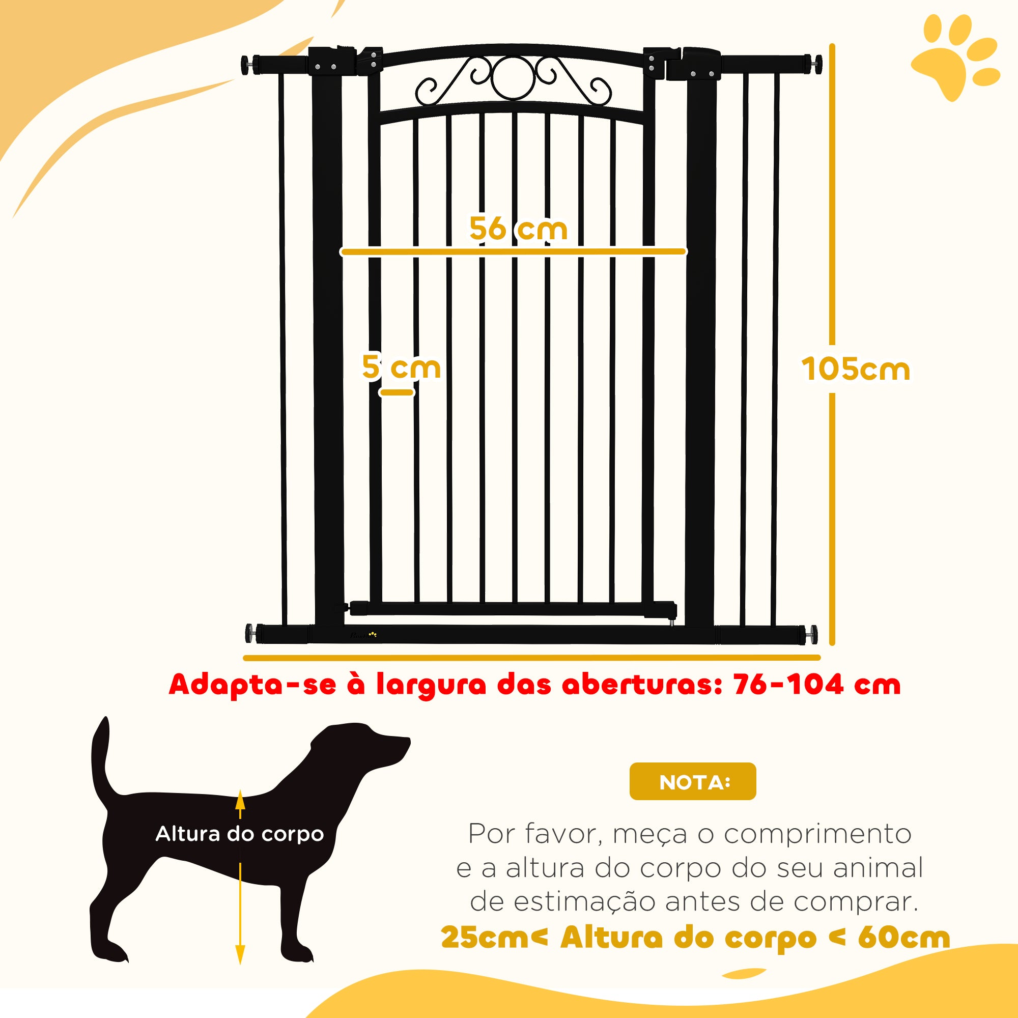 Barreira de Segurança Extensível para Cães - 76-102 cm - Preto