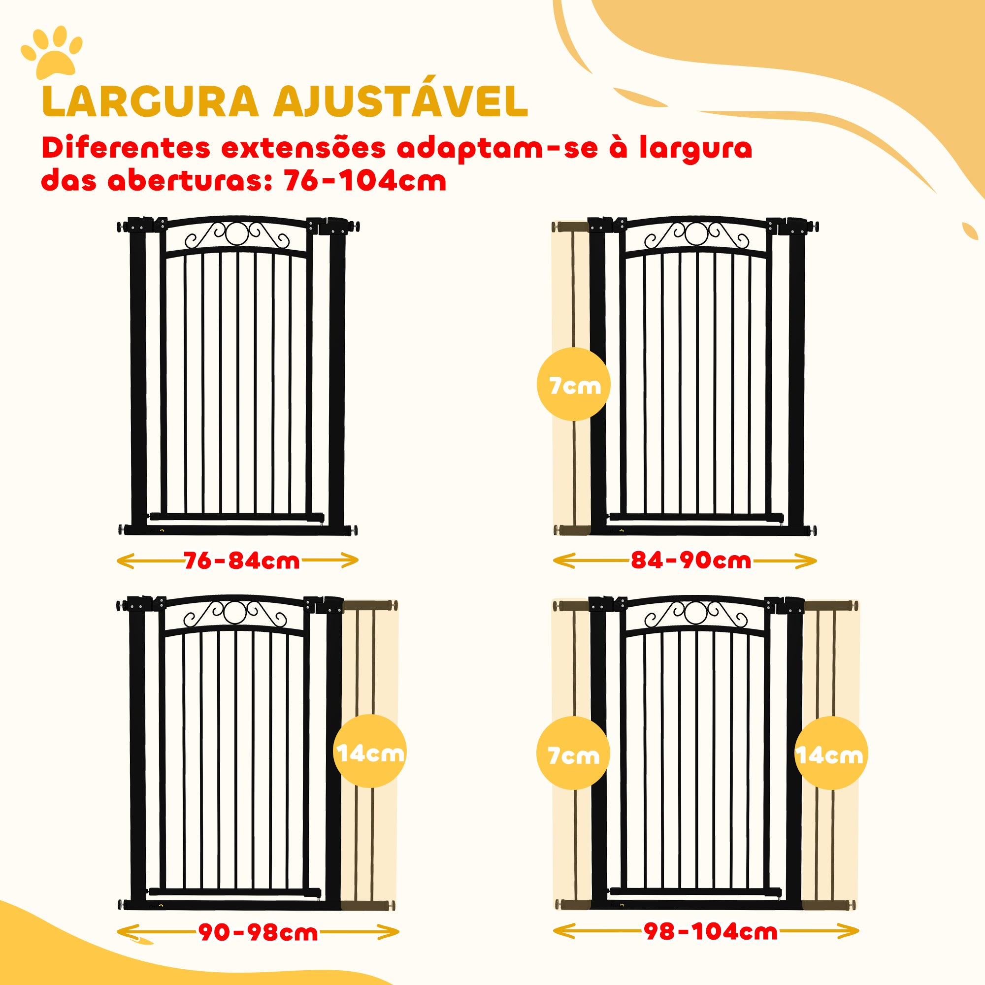 Barreira de Segurança Extensível para Cães - 76-102 cm - Preto