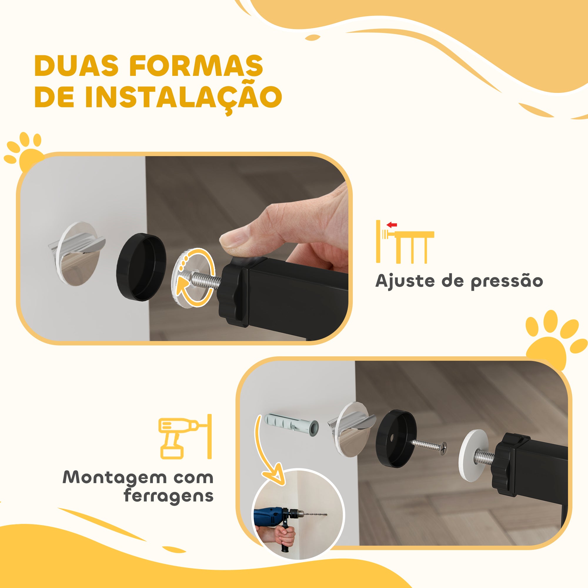Barreira de Segurança Extensível para Cães - 76-102 cm - Preto