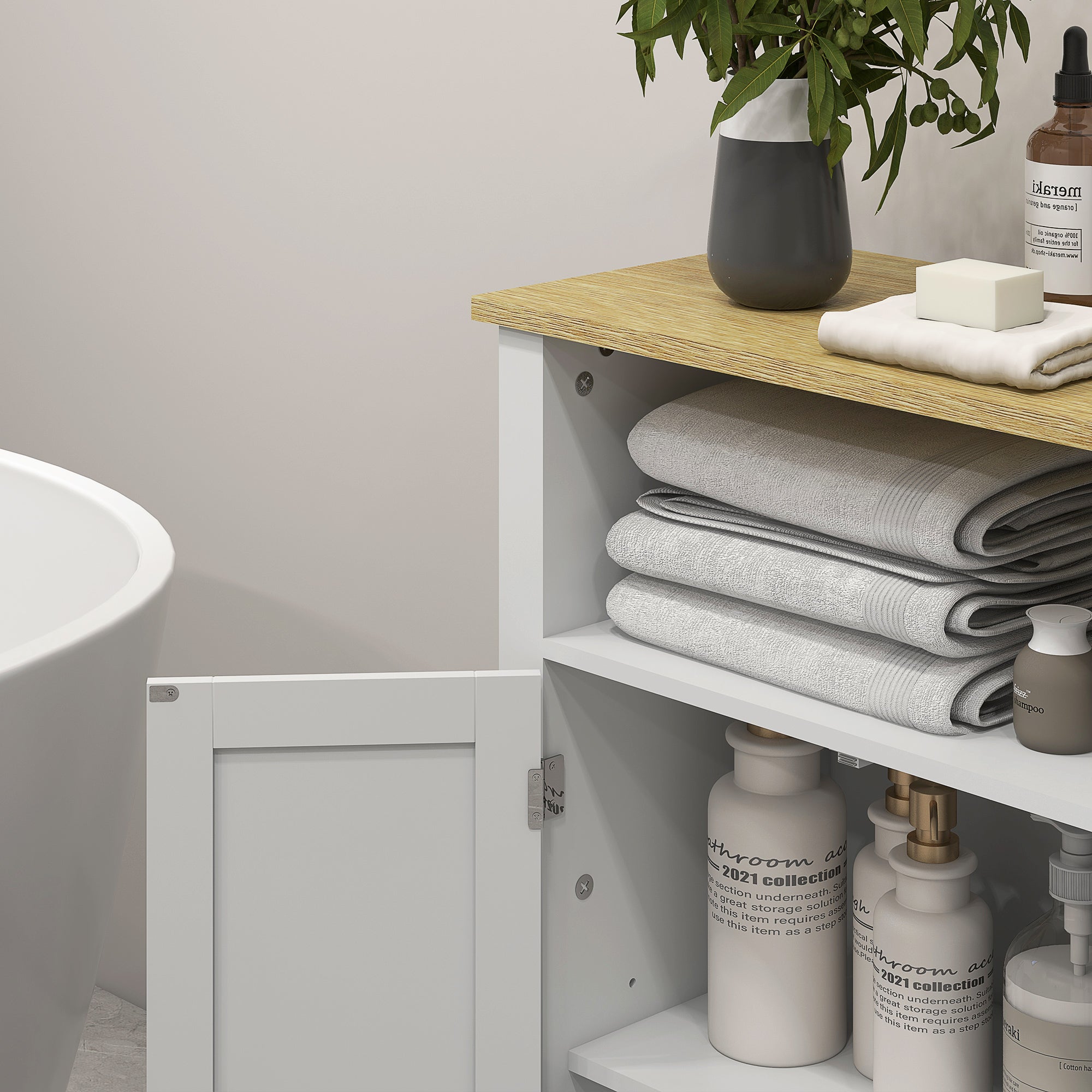 Móvel de Casa de Banho Moderno – 60x30x80,5 cm – Branco – MDF e melamina de madeira