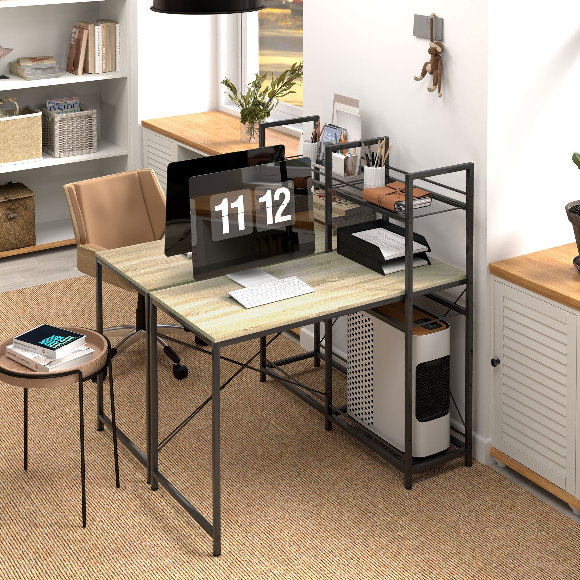 Secretária Estilo Industrial – 110x53x115,5 cm – Preto – Madeira e Aço
