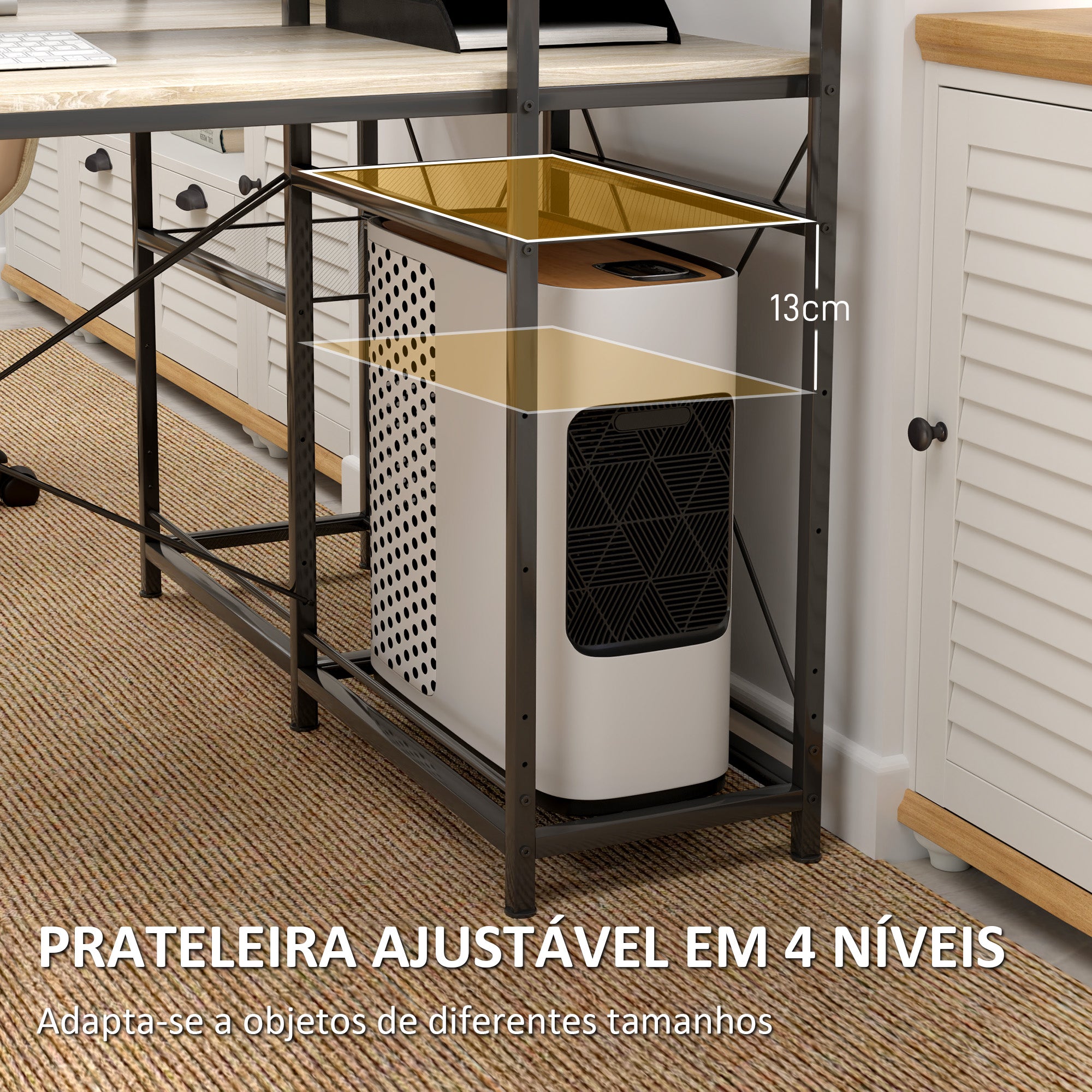 Secretária Estilo Industrial – 110x53x115,5 cm – Preto – Madeira e Aço