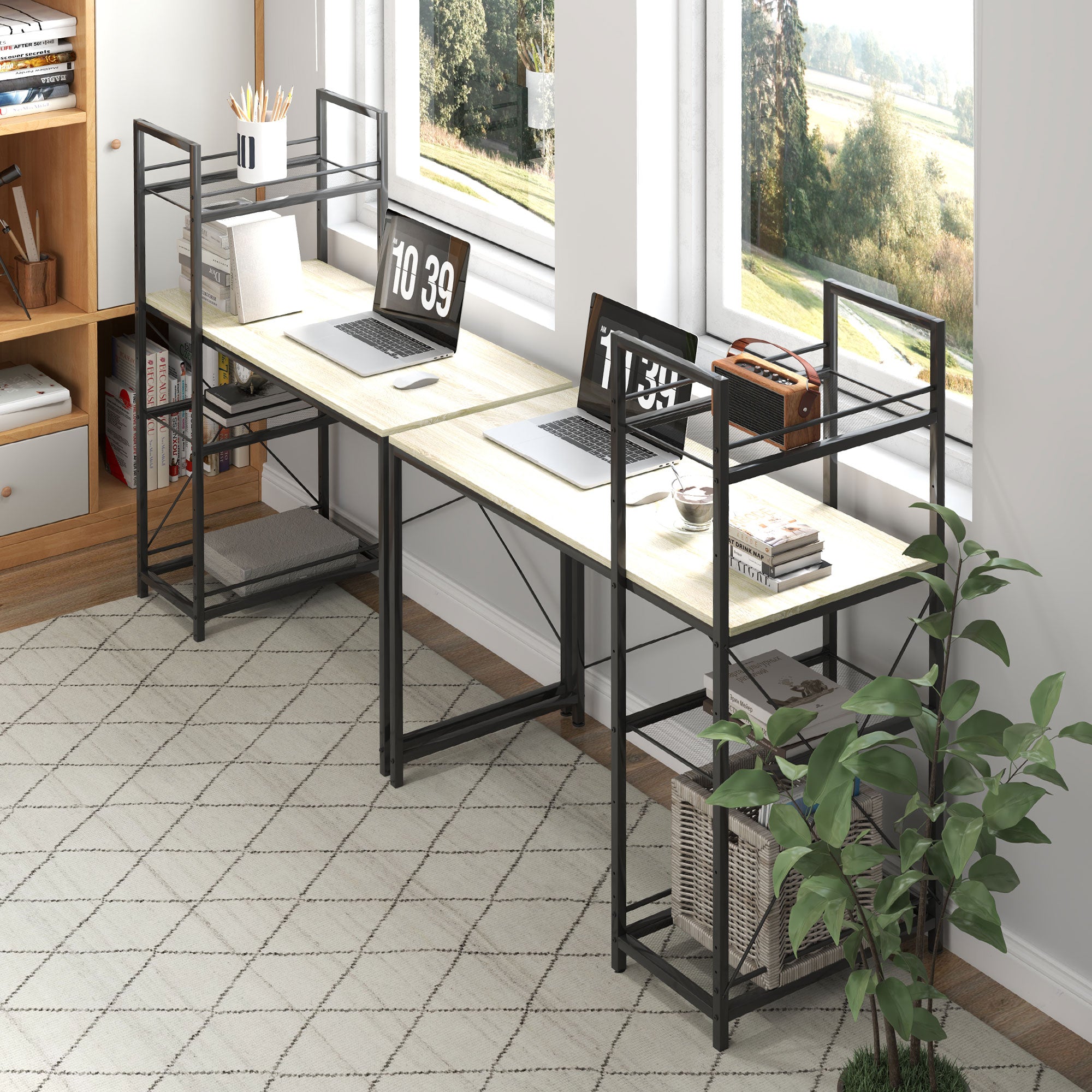 Secretária Estilo Industrial – 110x53x115,5 cm – Preto – Madeira e Aço