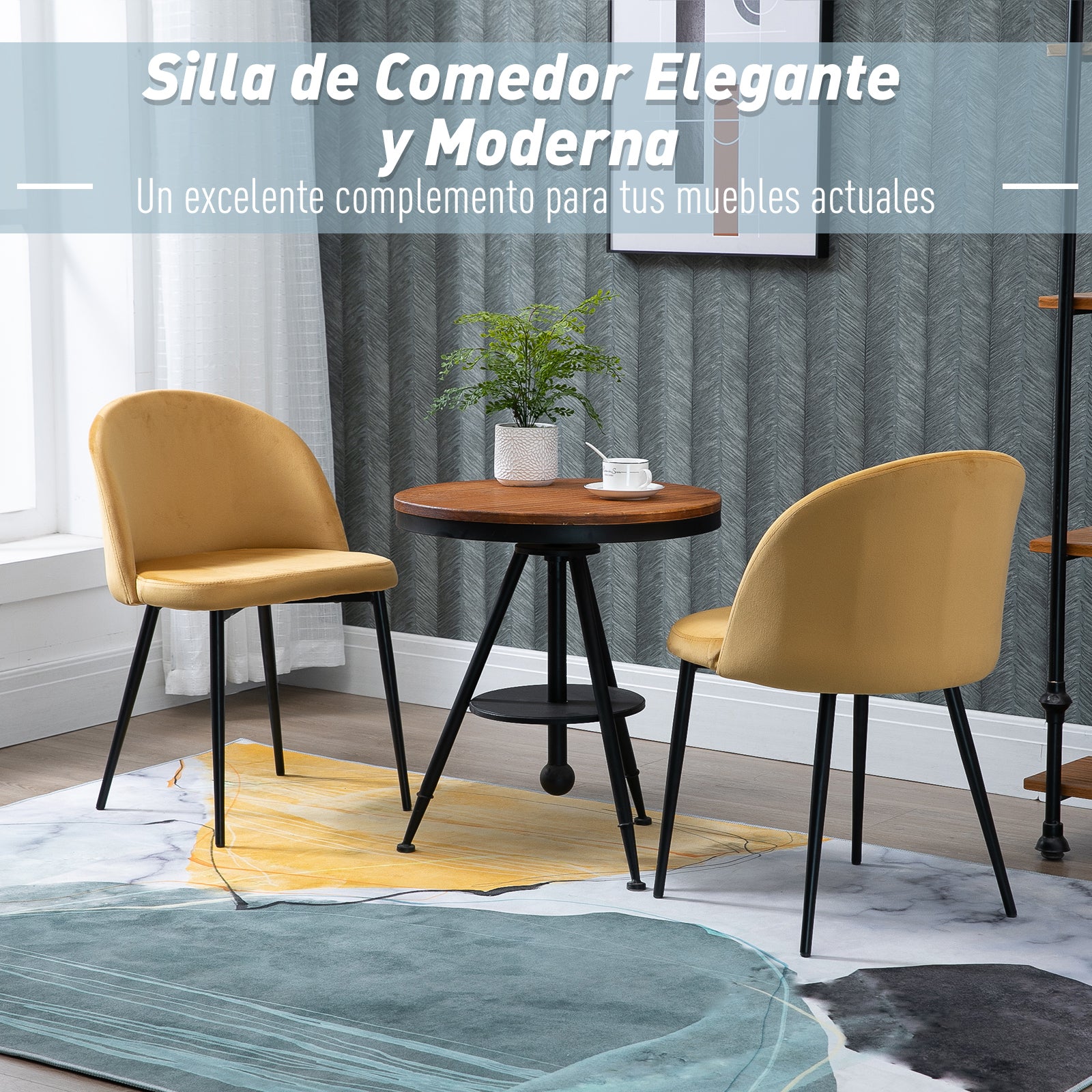 Conjunto de 2 Cadeiras de Sala de Jantar Acolchoadas em Veludo Suave Caramelo 49x50x77 cm