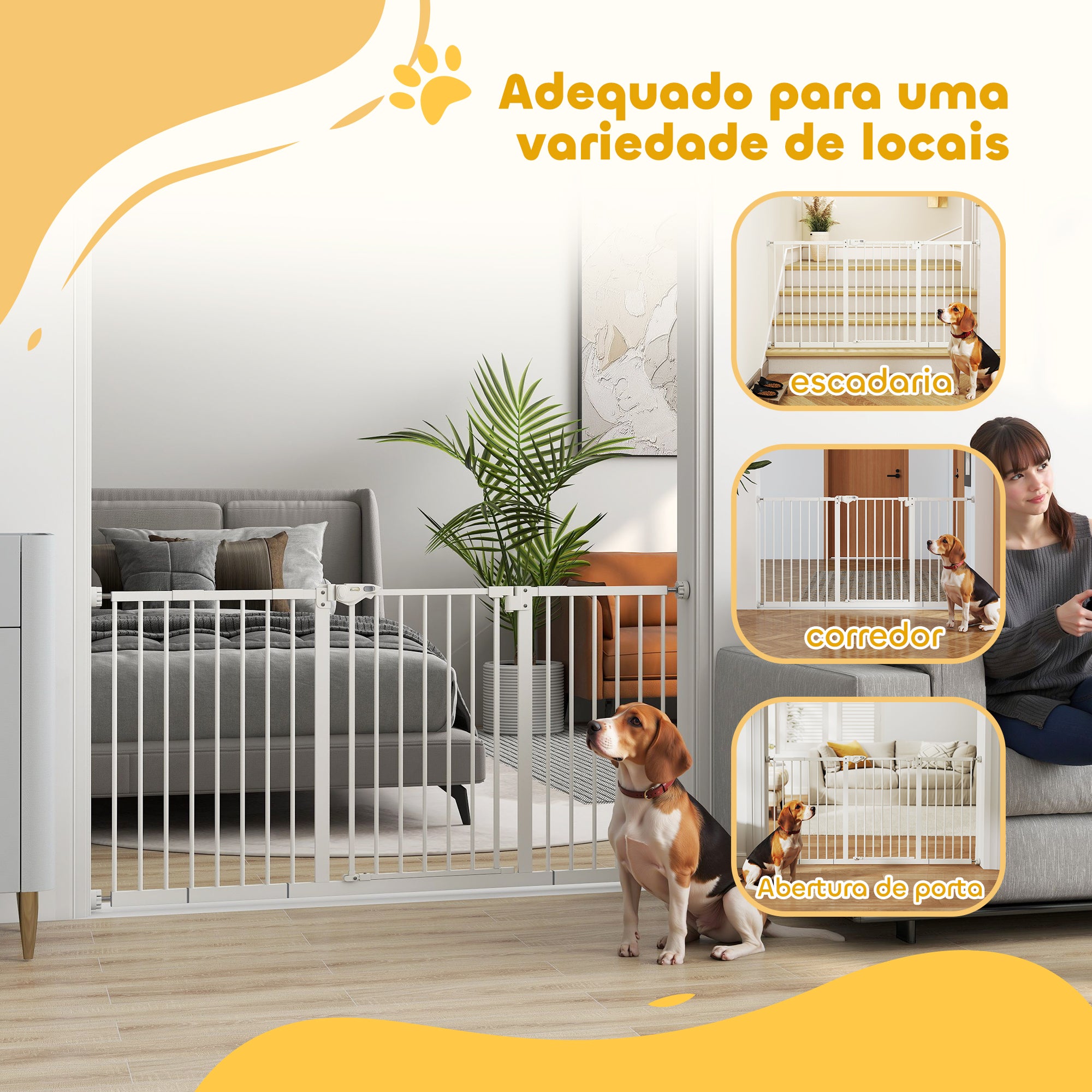 Barreira de Segurança Extensível – 74-147,5x76,2 cm – Branco – Metal