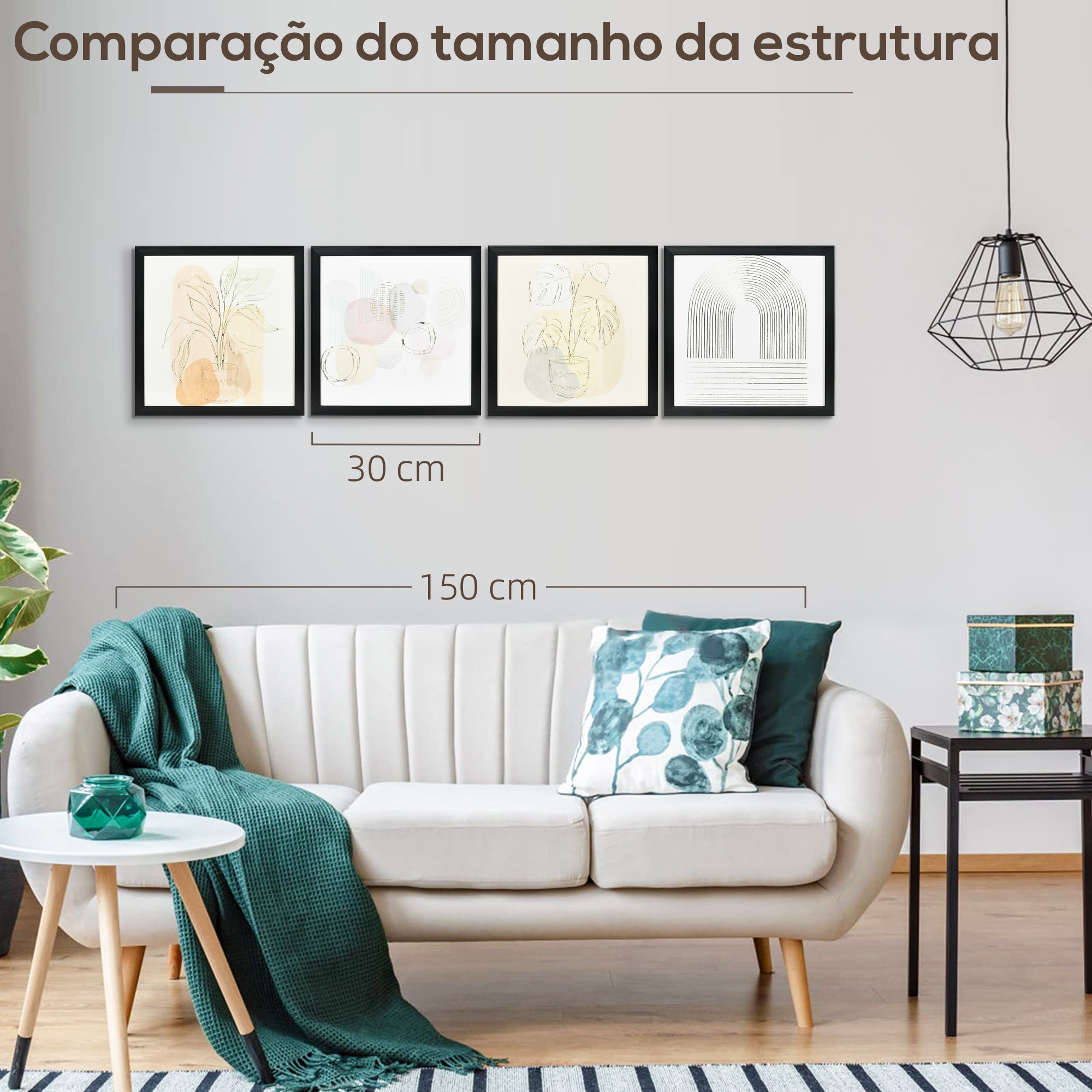 Conjunto de Quadros em Lona Abstrata Multicor 33x33cm - Decoração Elegante
