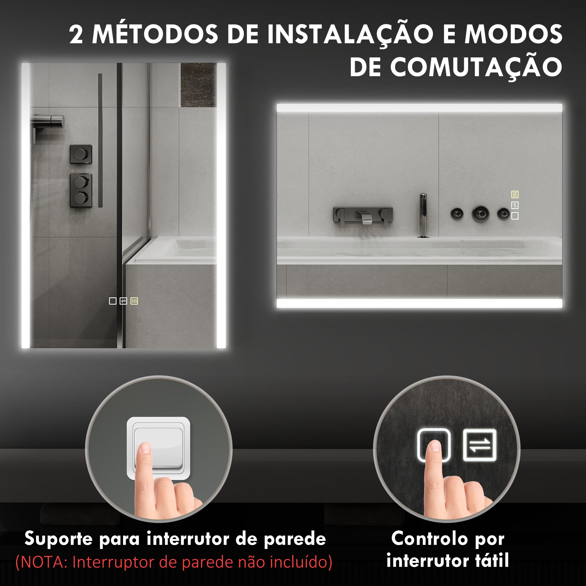 Espelho de Casa de Banho LED 70x50 cm Prata Antiembaciamento IP44
