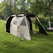 Tenda de Campismo Familiar para 2 Pessoas - 460x230x180 cm - Cor Caqui e Laranja