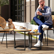 Conjunto de 2 Mesas de Jardim Ø46x49 cm em Madeira e Preto