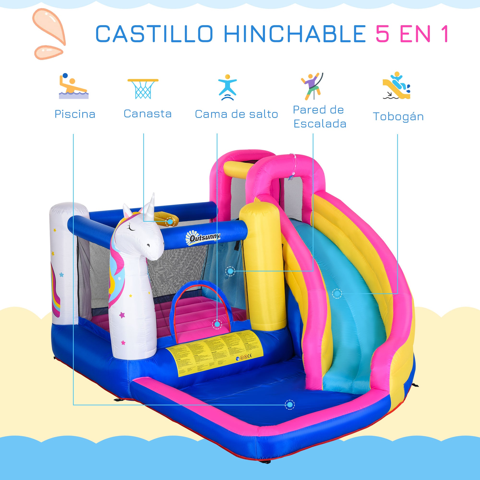 Castelo Inflável Infantil Multi 380x320x210 cm