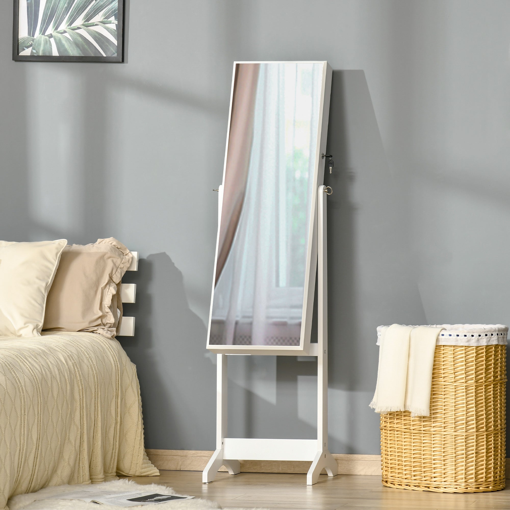 Joalheiro com Espelho de Pé – 46x36.5x151.5cm – Branco – MDF