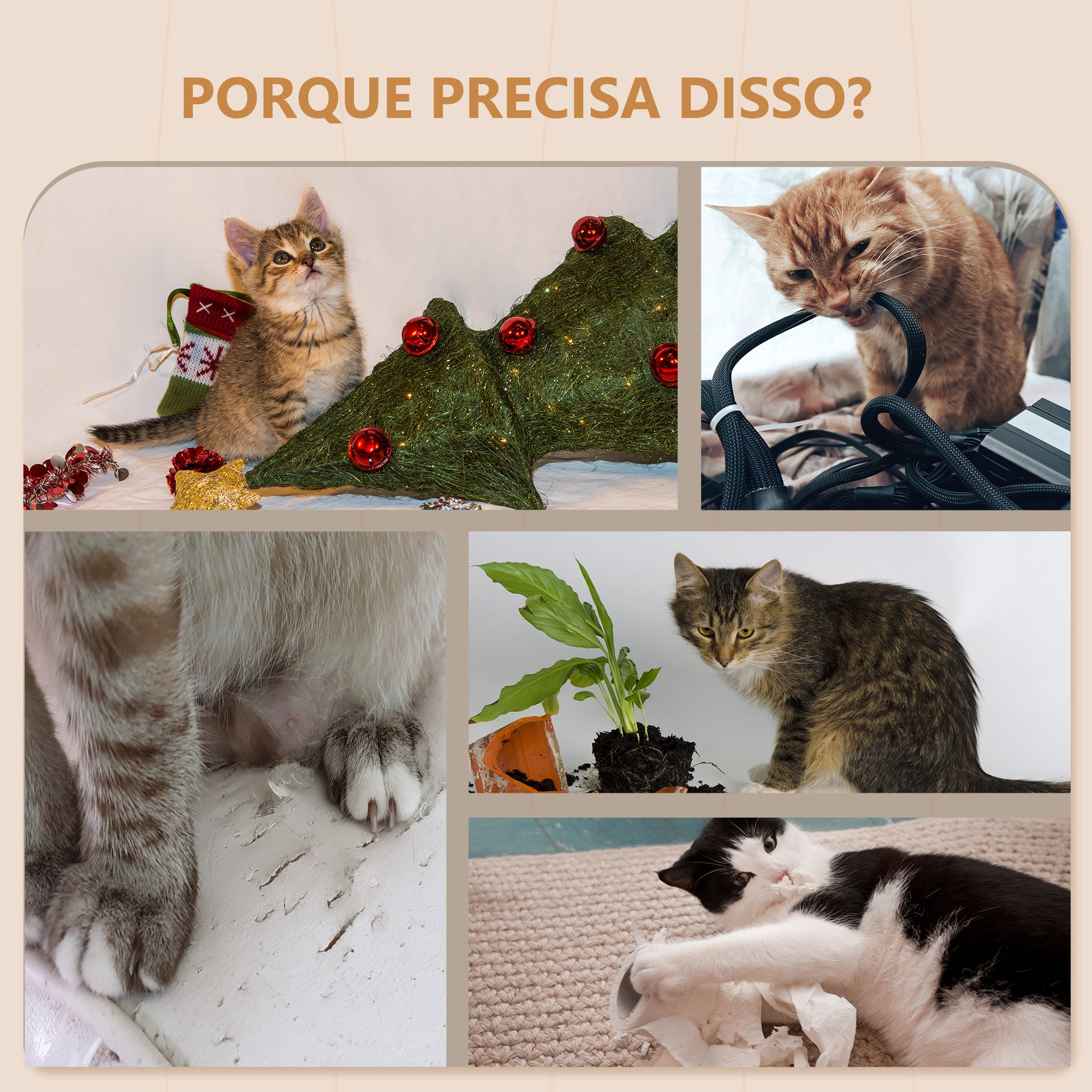 Conjunto de Prateleiras de Parede para Gatos – 110x56x73 cm – Bege – Aglomerado de madeira