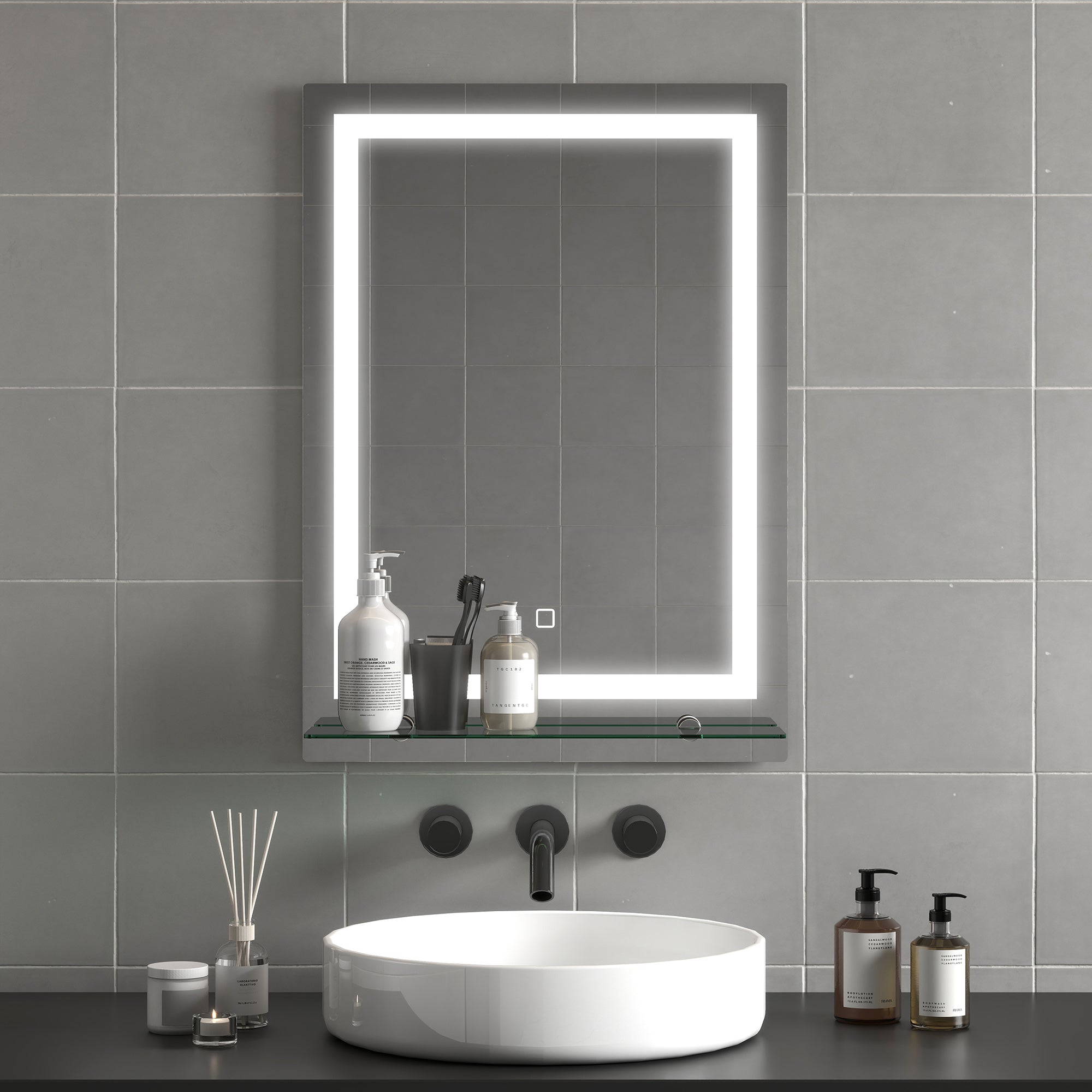 Espelho de Casa de Banho com Luz LED 50x70 cm - Cor Prata