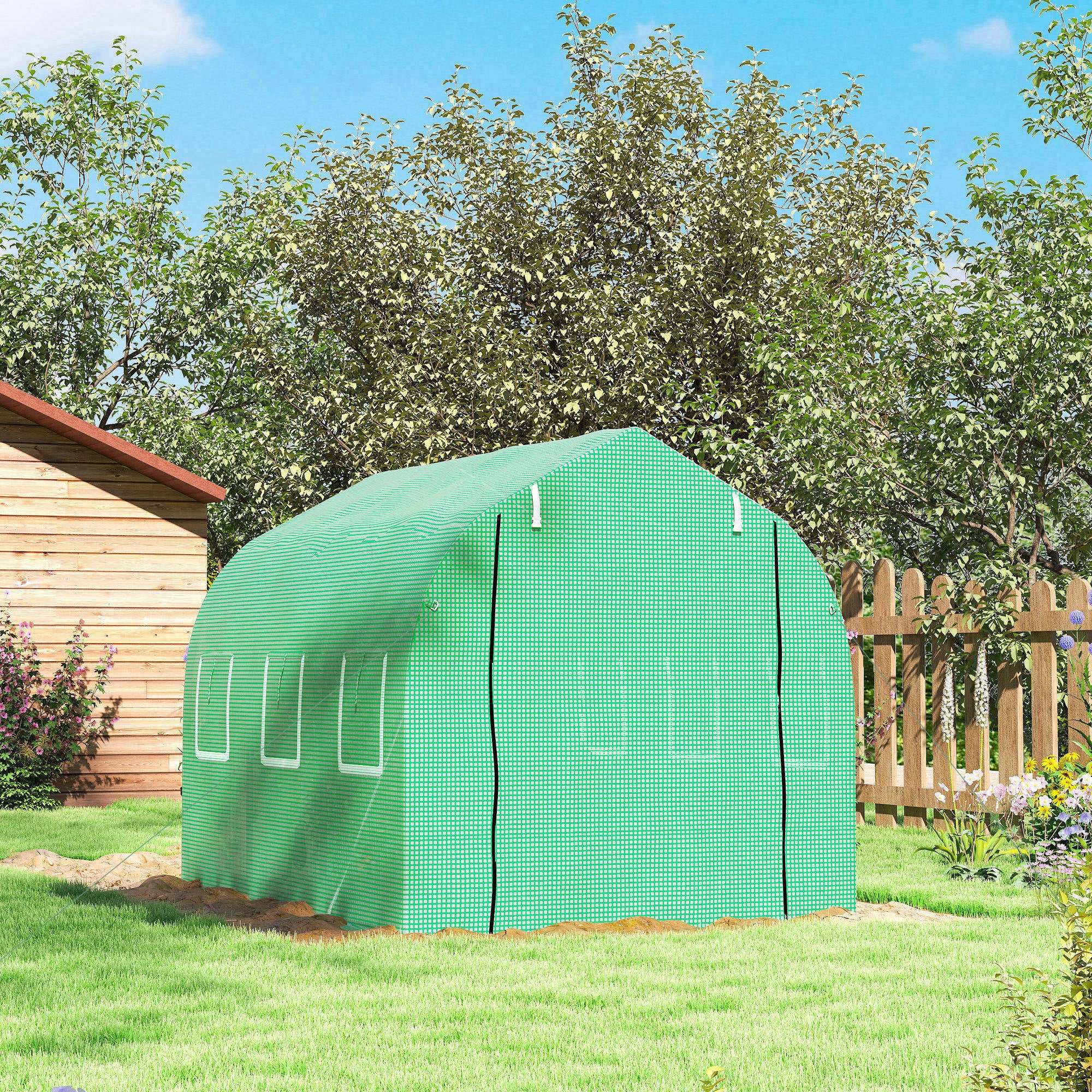 Estufa Tipo Túnel – 295x195x196 cm – Verde – Tecido PE e Aço Galvanizado