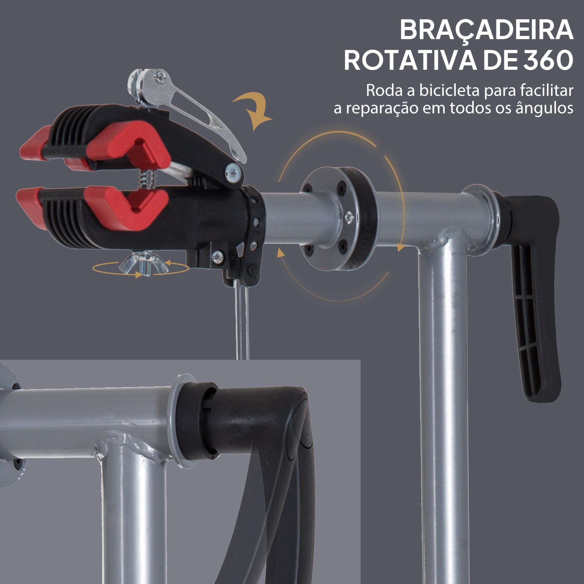 Suporte de Reparação de Bicicleta Altura Ajustável 100x100x109-180 cm Preto