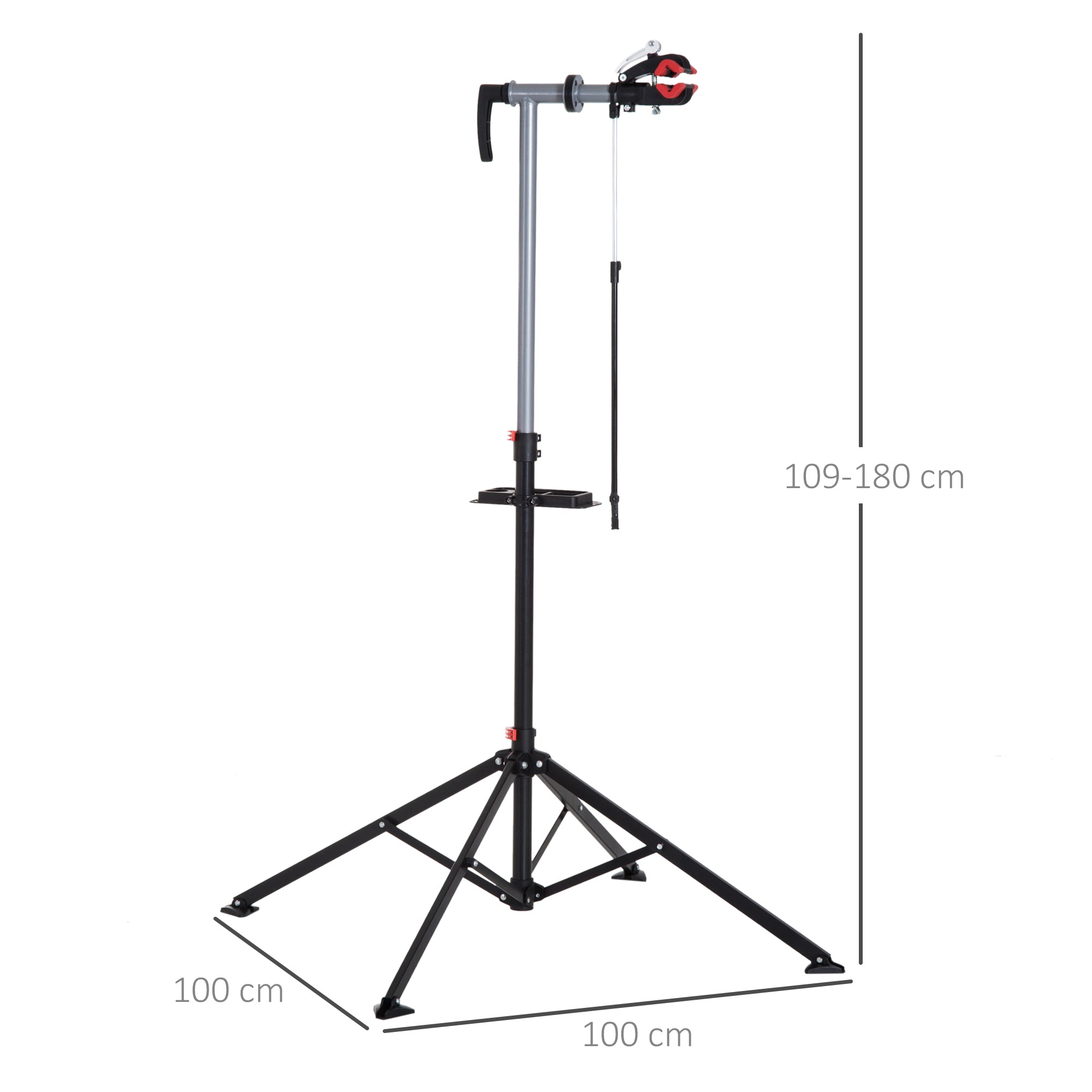 Suporte de Reparação de Bicicleta Altura Ajustável 100x100x109-180 cm Preto