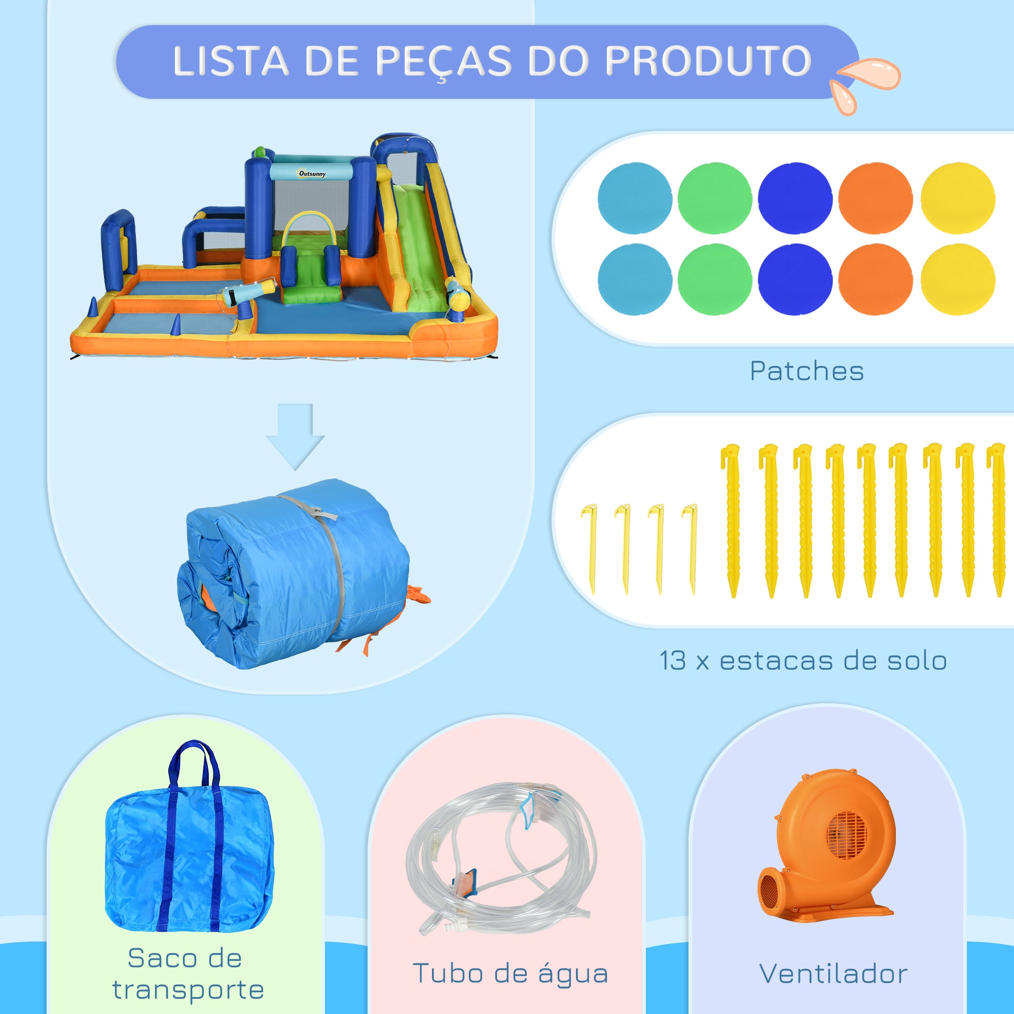 Castelo Insuflável Infantil 7 em 1 Multicolorido 430x420x200 cm