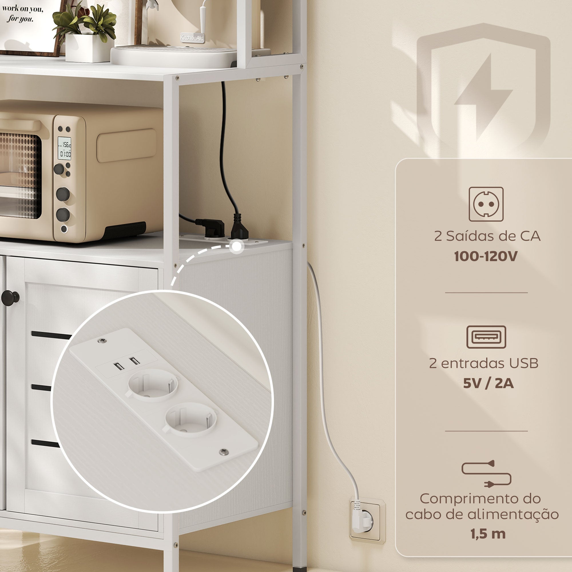 Armário de Cozinha 80x42x171 cm Branco - Organização e Conforto na Cozinha