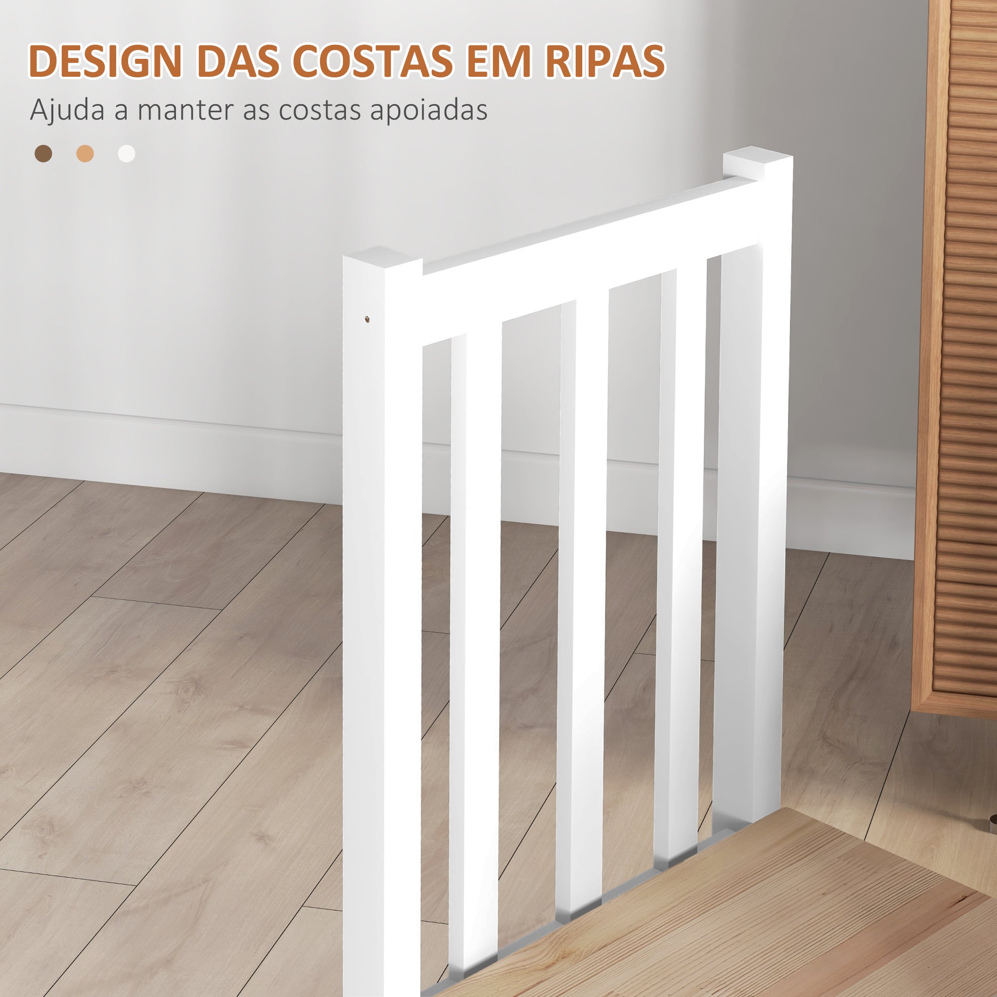 Conjunto de 2 Cadeiras de Sala de Jantar Branco 38,5x47,5x99 cm - Encosto de Ripas Estrutura de Madeira
