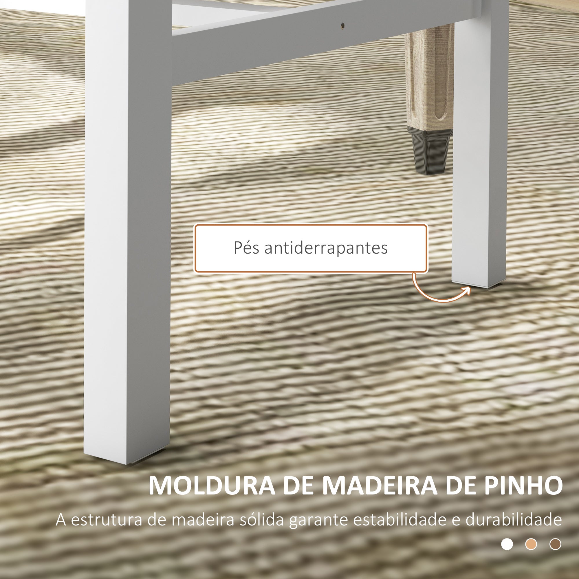 Conjunto de 2 Cadeiras de Sala de Jantar Branco 38,5x47,5x99 cm - Encosto de Ripas Estrutura de Madeira