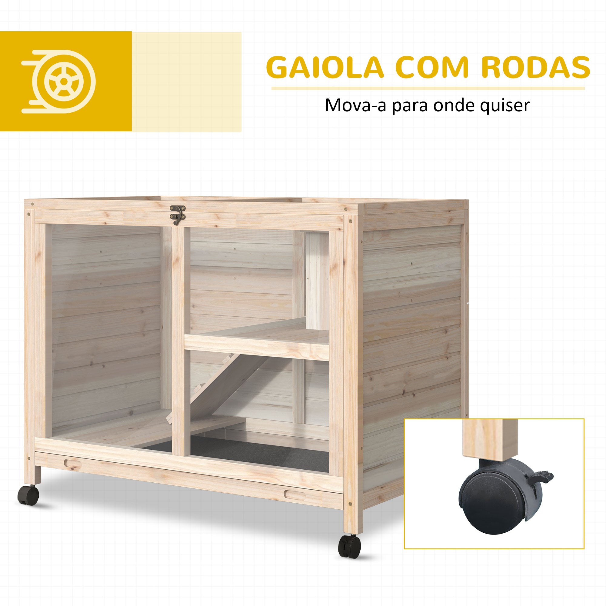 Coelheira de Madeira 91,5x53,5x73cm - Cor de Madeira Natural