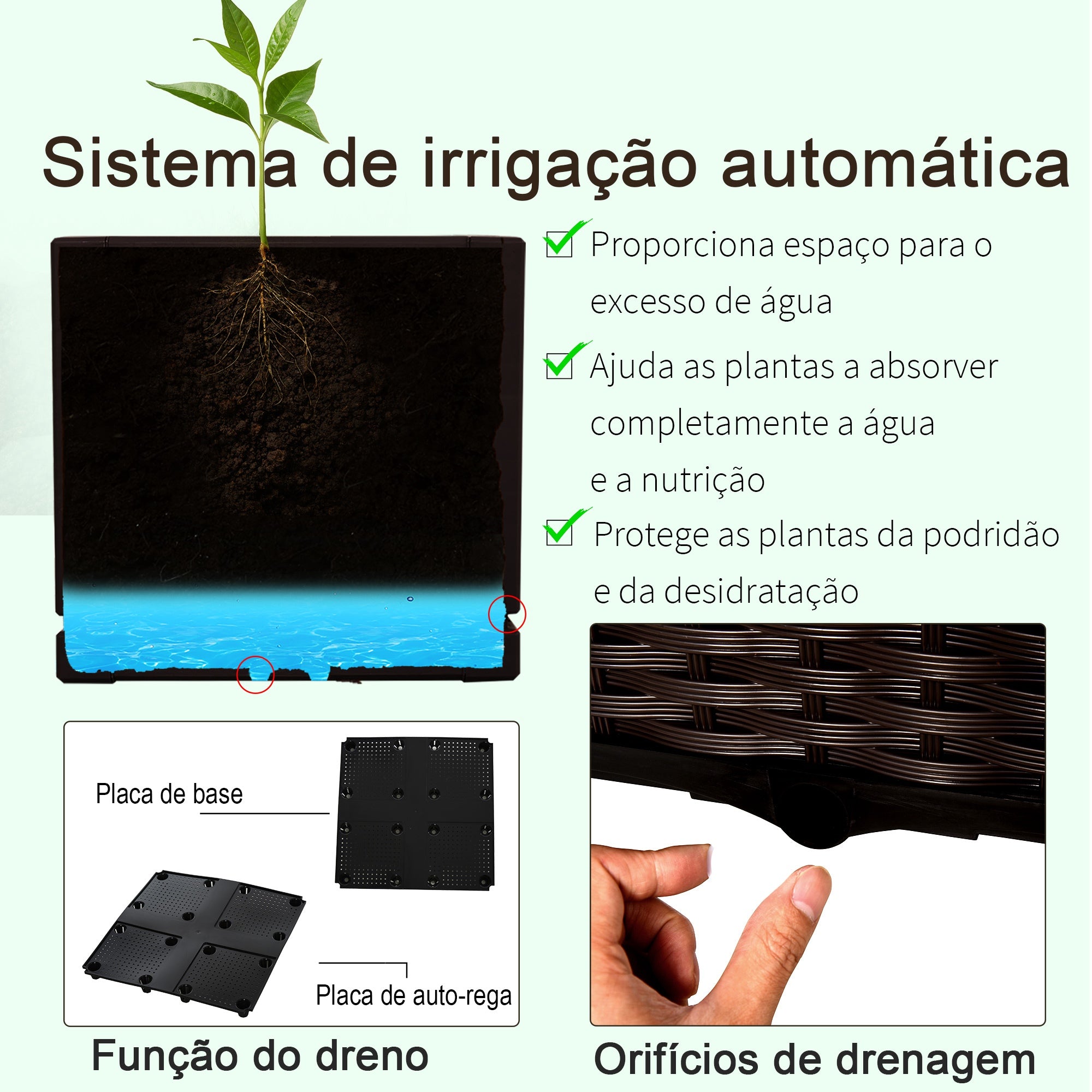 Floreiras Quadradas – 40x40x44 cm – Marrom – PP