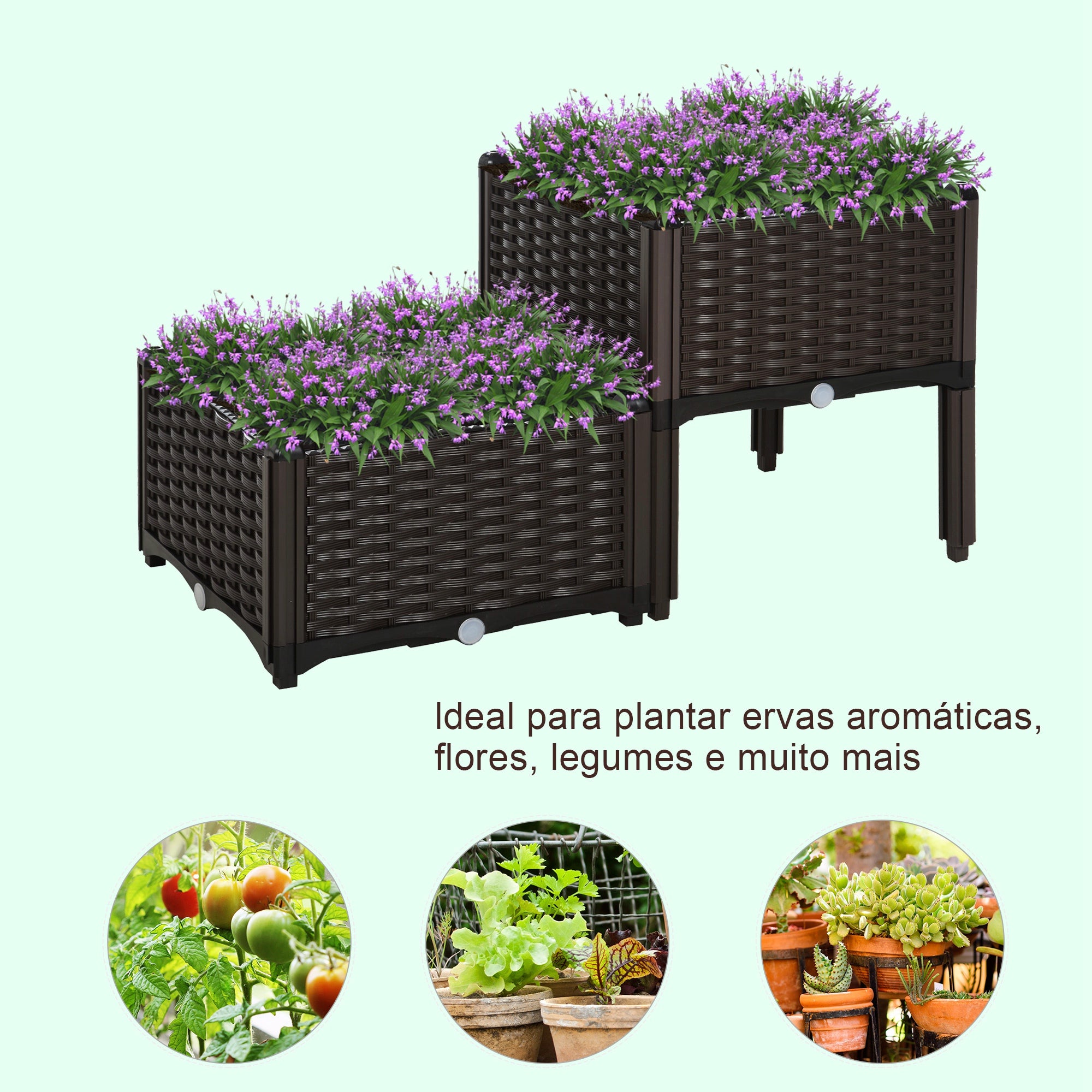 Floreiras Quadradas – 40x40x44 cm – Marrom – PP